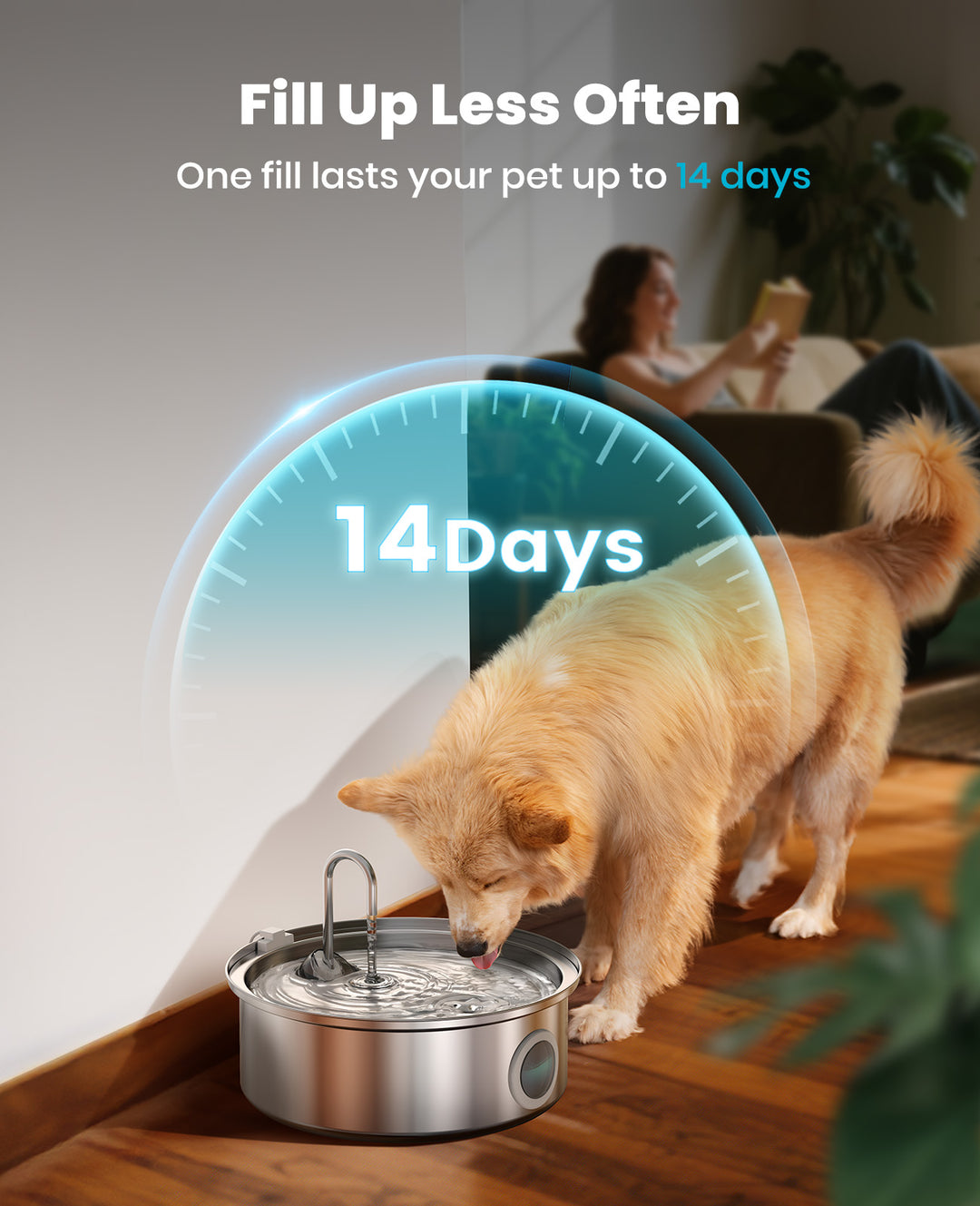 Oneisall 7L Fuente de agua para mascotas con nivel de agua visual y cable de alimentación de 1,5 m