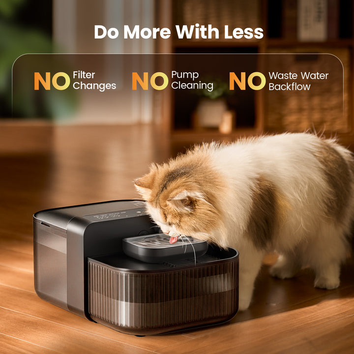 Oneisall 3.5L FreshFill Filterless Cat Water Dispenser with Fresh Water System