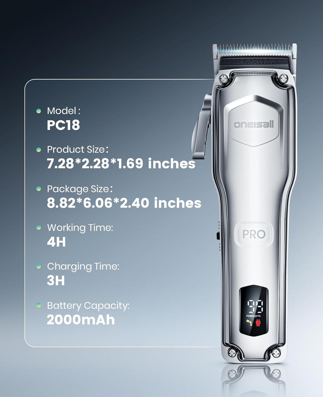Oneisall PC18 Dog Clippers for Thick Hair