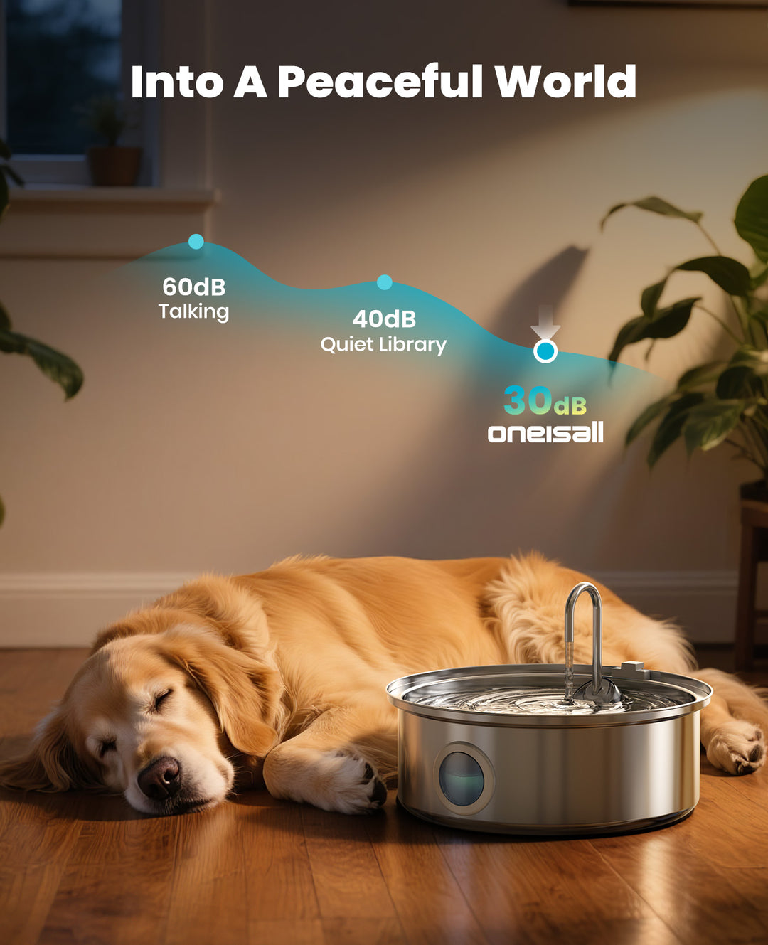 Oneisall 7L Fuente de agua para mascotas con nivel de agua visual y cable de alimentación de 1,5 m