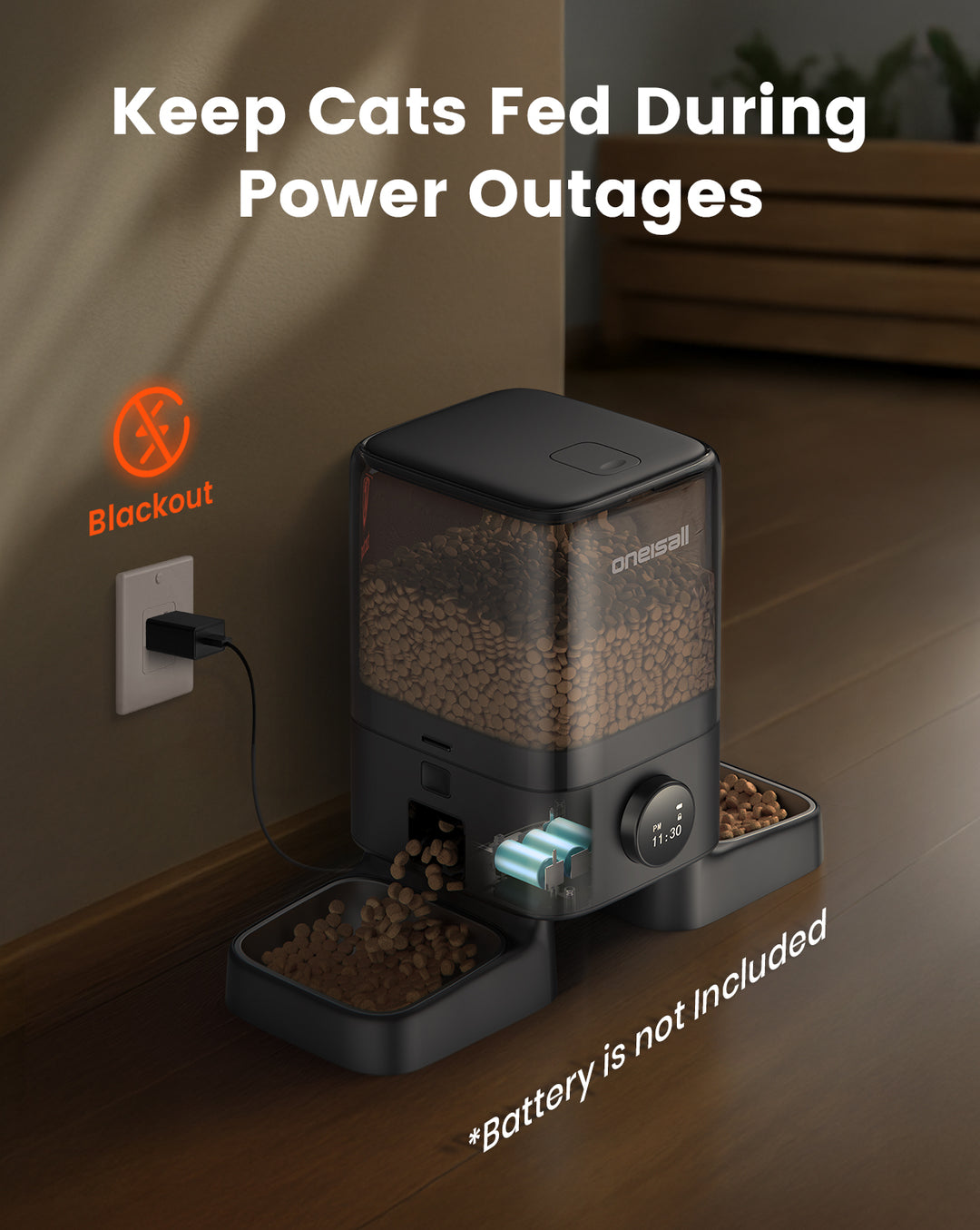 Oneisall H1 5L Automatic Cat Feeders for Two Cats