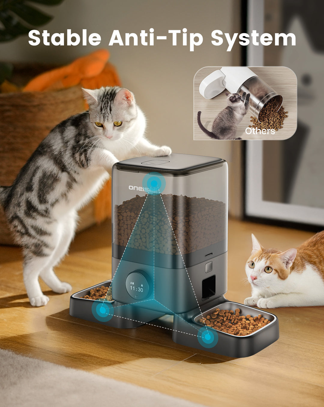 Oneisall H1 5L Automatic Cat Feeders for Two Cats