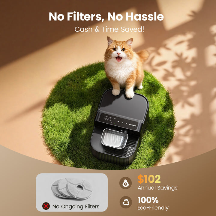 Oneisall 3.5L FreshFill Filterless Cat Water Dispenser with Fresh Water System