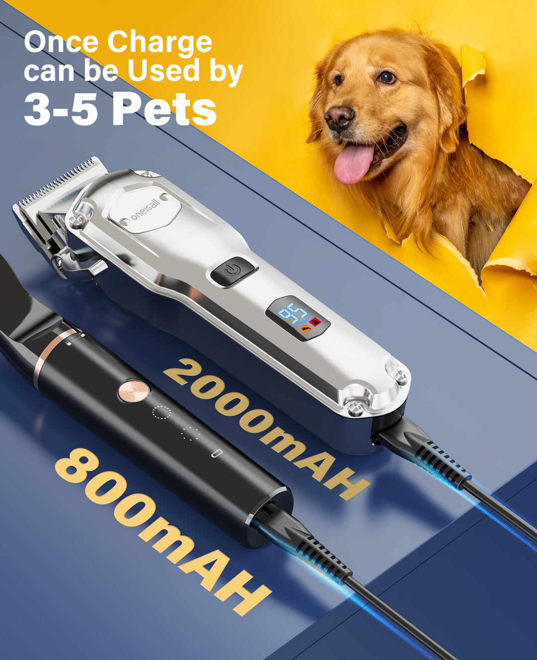 Oneisall 676+P20 Dog Clipper and Paw Trimmer 3-in-1 Set