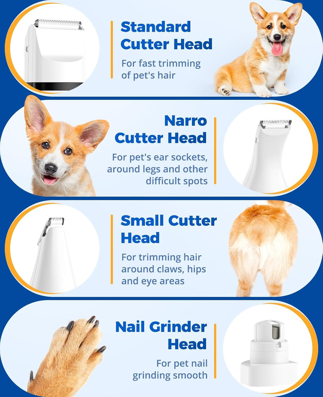 Oneisall N12 4 in 1 Small Dog Grooming Kit for Paw Trimmer Nail Grinder