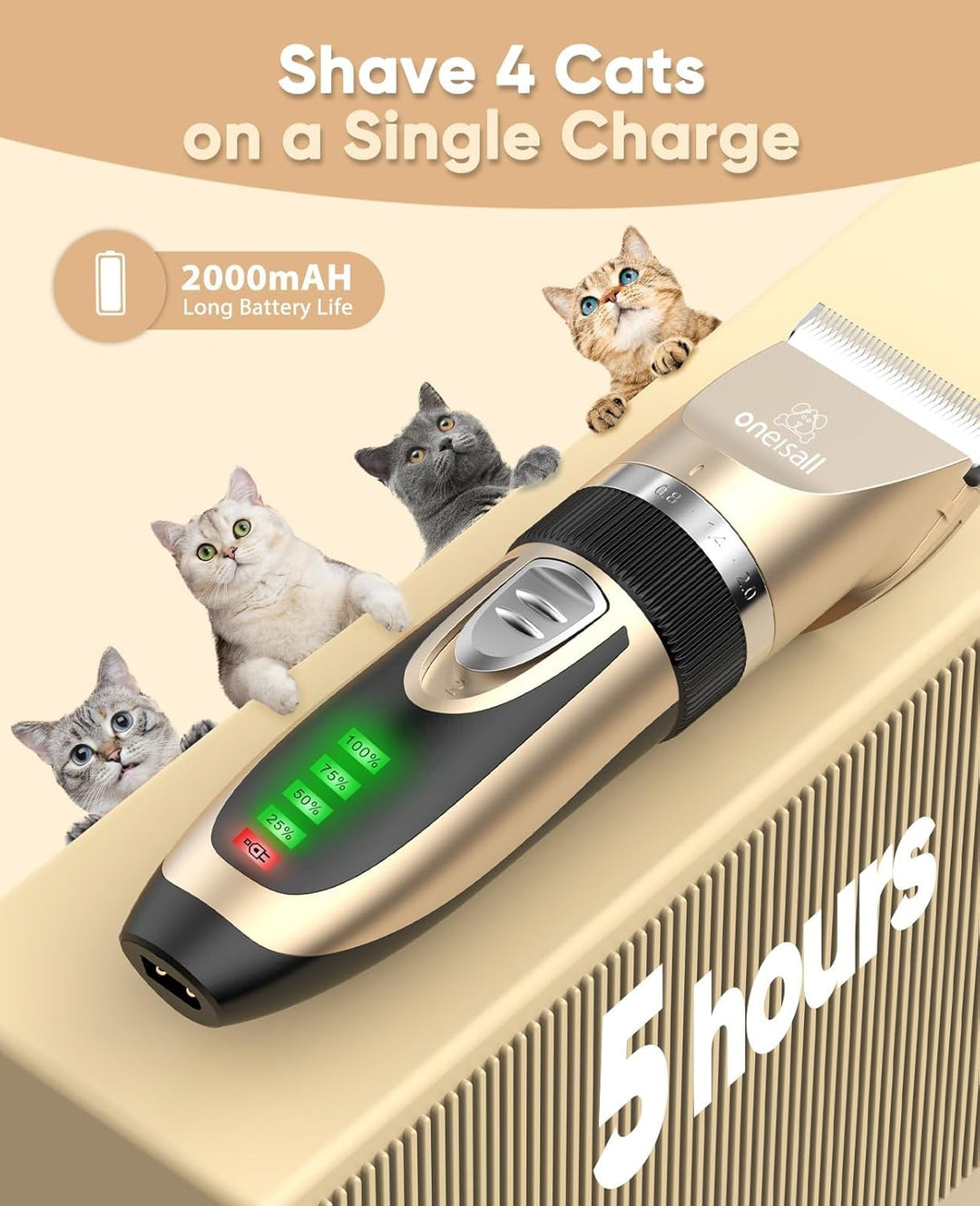 Oneisall X2 2 Speeds Cat Clipper & Cat Grooming Kit
