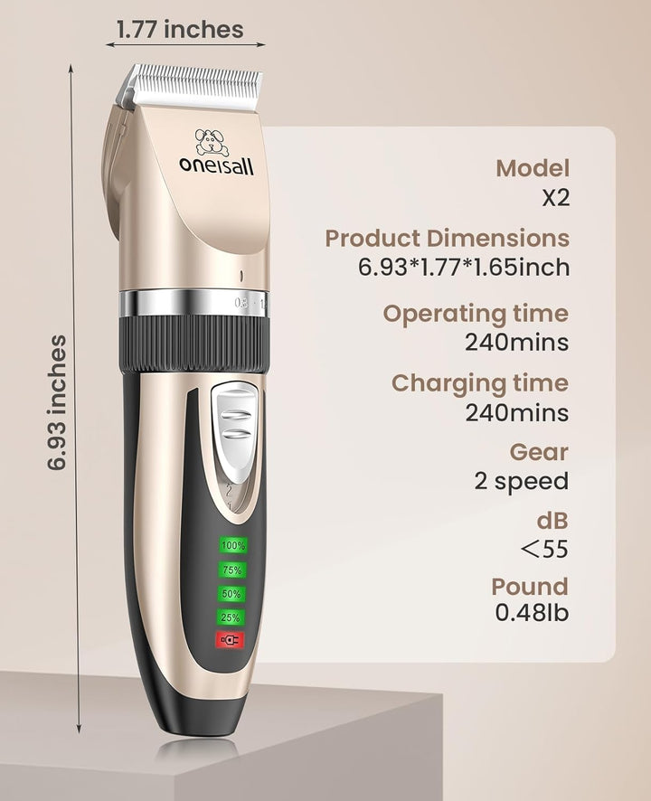 Oneisall X2 2 Speeds Cat Clipper & Cat Grooming Kit
