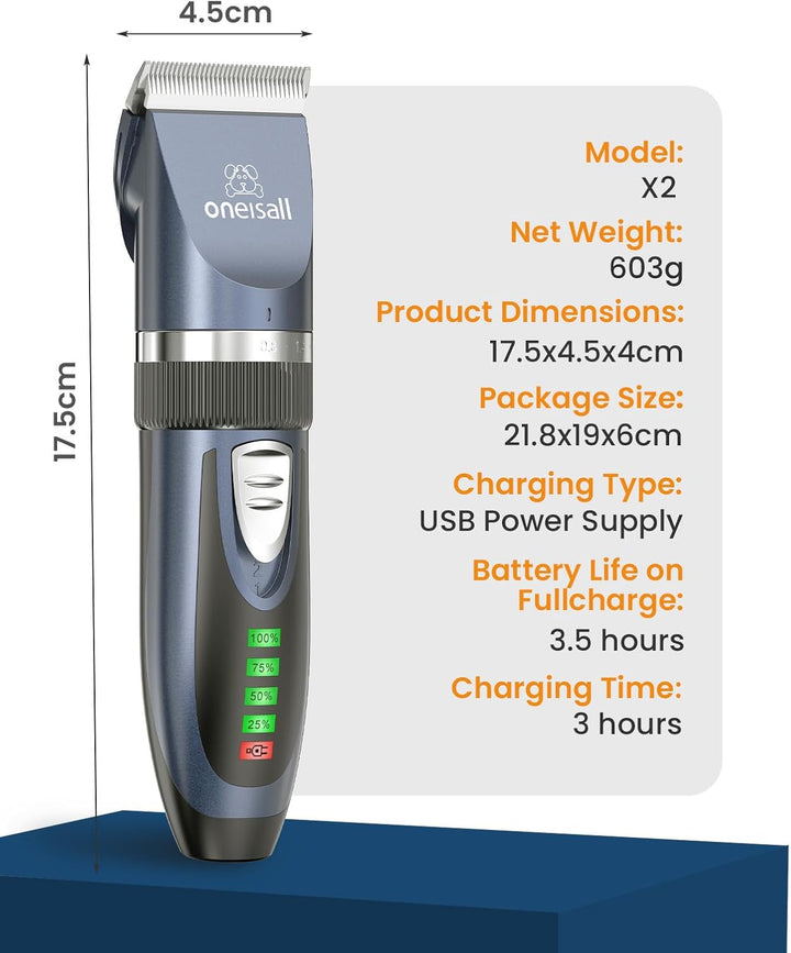 Oneisall X2 2 Speeds Cat Clipper & Cat Grooming Kit