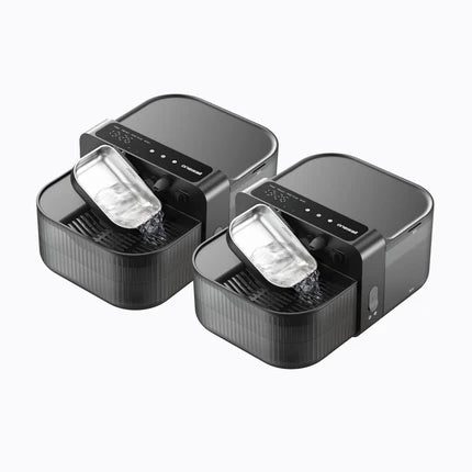 Dos dispensadores de agua Oneisall FreshFill con cuencos de acero inoxidable extraíbles