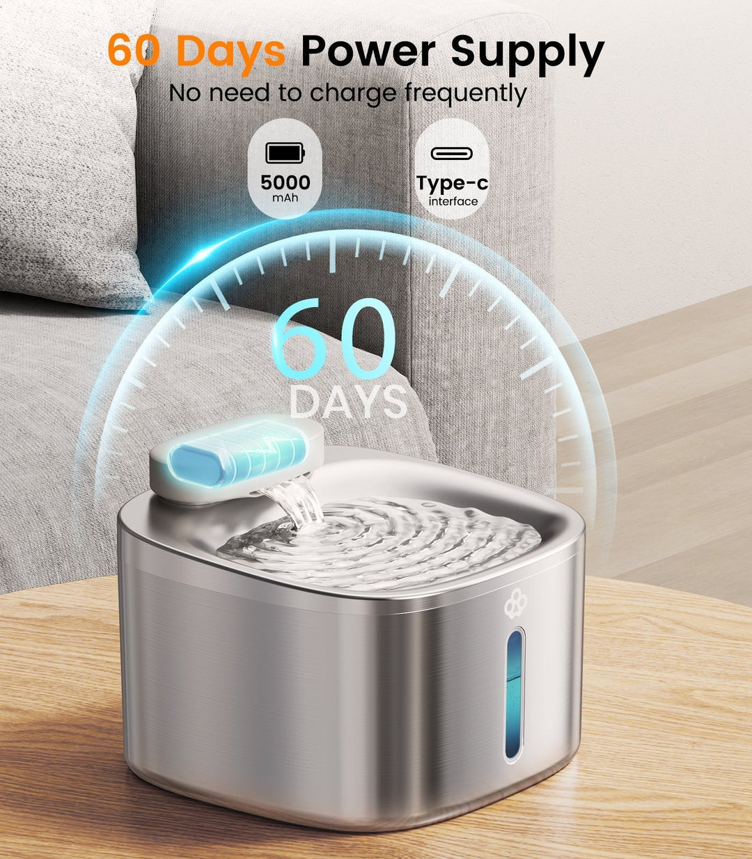 Oneisall 3.5L Cordless Smart Pet Water Fountain Stainless Steel with 3PCS Filters - Oneisall - EU