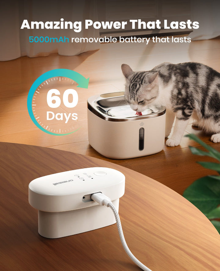 Oneisall 3.5L Cordless Smart Pet Water Fountain Stainless Steel with 3PCS Filters - Oneisall - EU