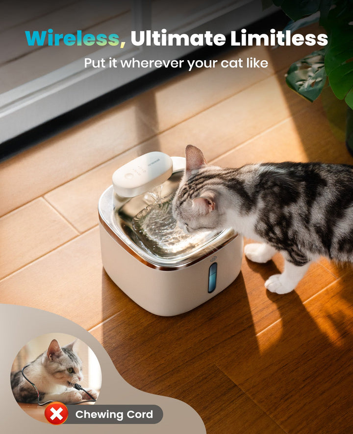 Oneisall 3.5L Cordless Smart Pet Water Fountain Stainless Steel with 3PCS Filters - Oneisall - EU