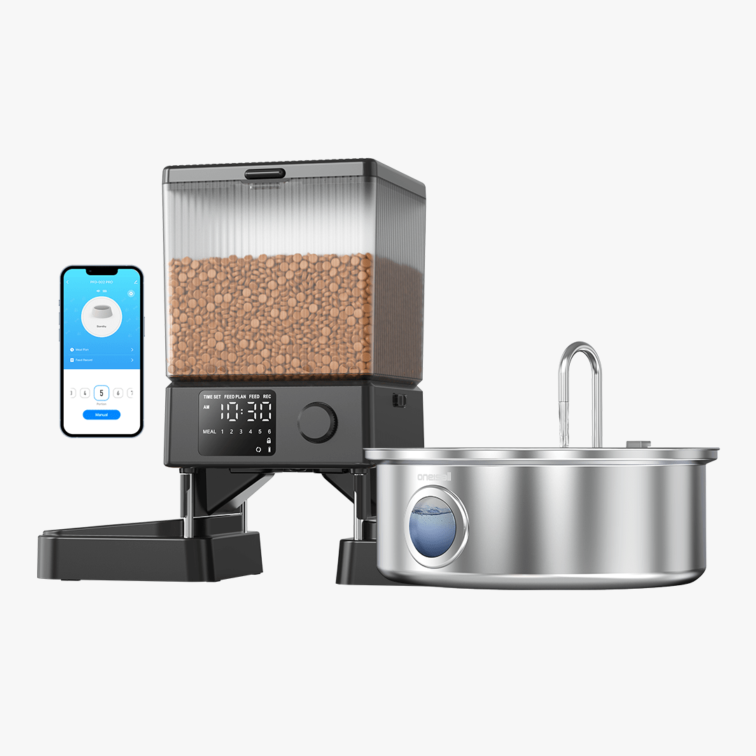 Oneisall 5L Automatic Cat Feeder with APP & 7L Corded Water Fountain with Visual Window Set - Oneisall - EU