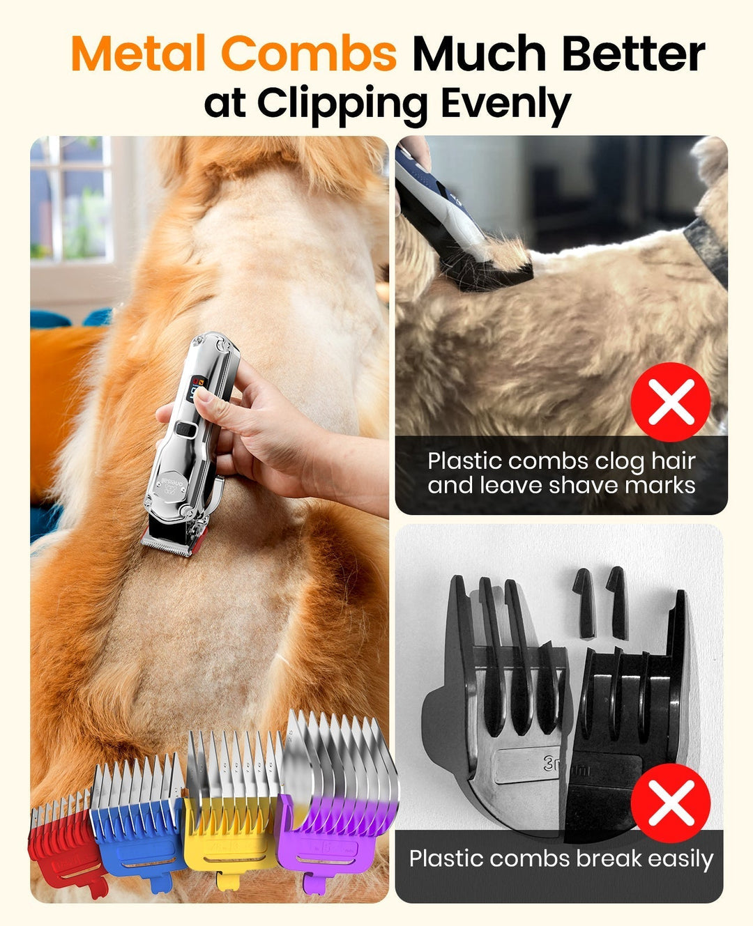 Oneisall 676 Pro Dog Clippers with Detachable Metal Combs - Oneisall - EU