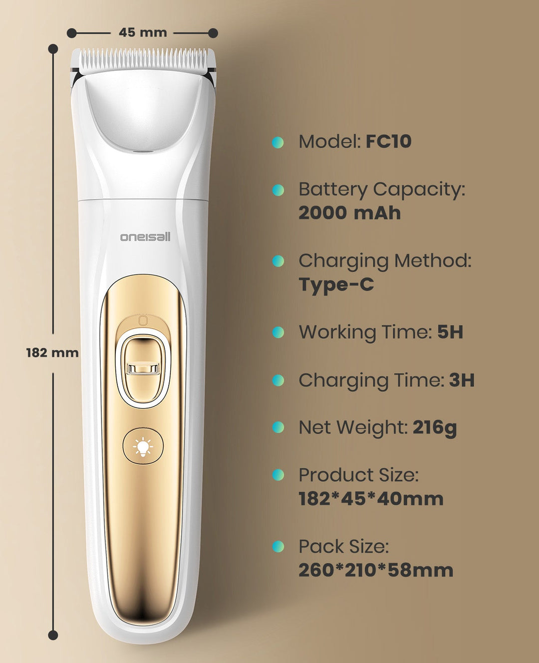 Oneisall FC10 4 - in - 1 Cordless Multi - Functional Dog Clipper - Oneisall - EU
