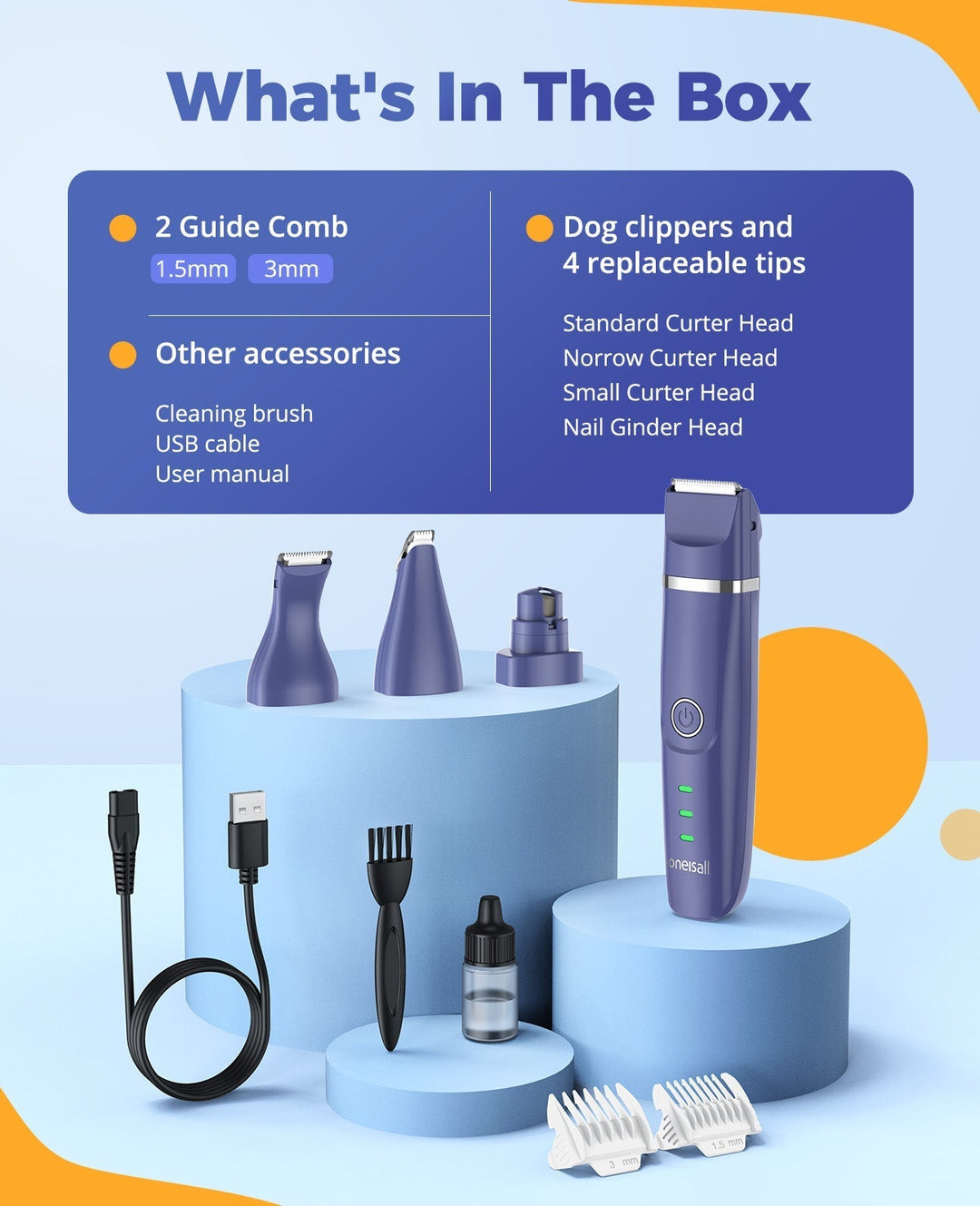 Oneisall N12 4 - in - 1 Dog Grooming Kit - Oneisall - EU