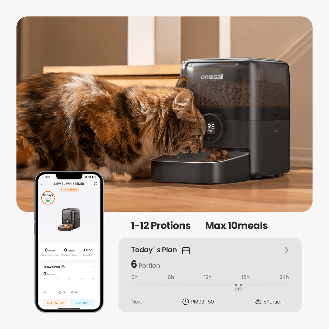 Oneisall PF06 3L Cordless Smart Cat Feeder with APP Control - Oneisall - EU