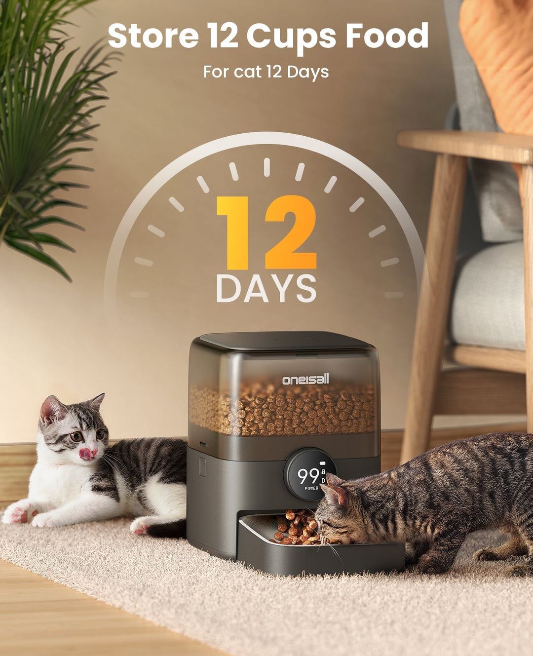 Oneisall PF06 3L Cordless Smart Cat Feeder with APP Control - Oneisall - EU