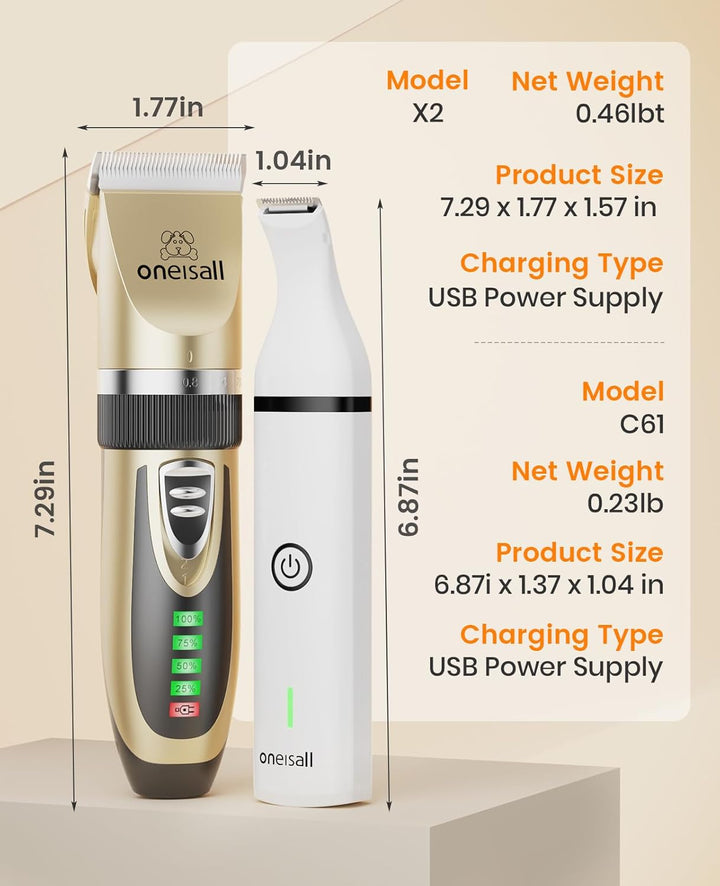 Oneisall X2&N5 3 - in - 1 Dog Clippers & Dog Paw Trimmer Set - Oneisall - EU